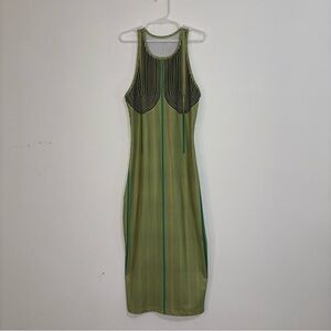 Green Striped Sleeveless Dress